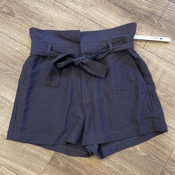 “AQUA” Fold Over‎ Paper Bag Belted Shorts - NWT - Picture 2 of 7